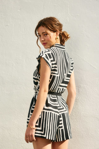 ALICIA ROMPER - BLACK/CREAM