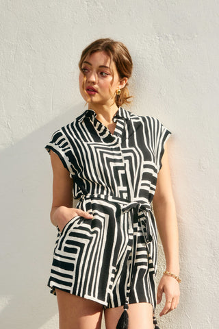 ALICIA ROMPER - BLACK/CREAM