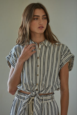 STRIPED TIE TOP