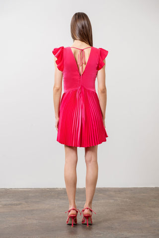 SASHA PLEATED MINI DRESS