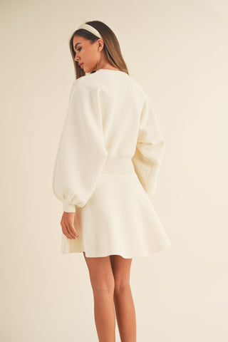 Tara ballon sleeve sweater dress - CREAM