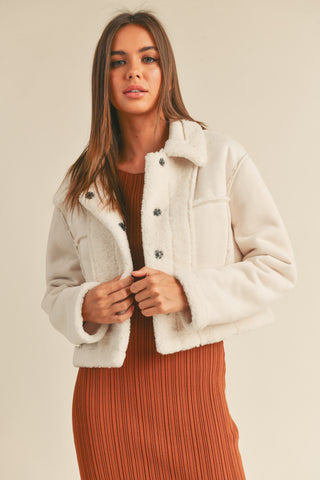 Josie CREAM Suede with Sherpa Reverside Jacket