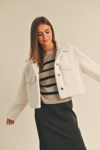 Josie CREAM Suede with Sherpa Reverside Jacket