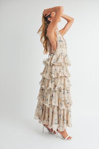 Mocha Floral Maxi Dress