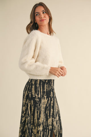 Katy TWISTED DETAIL REVERSIBLE SWEATER TOP - Ivory