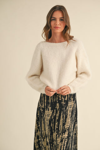 Katy TWISTED DETAIL REVERSIBLE SWEATER TOP - Ivory