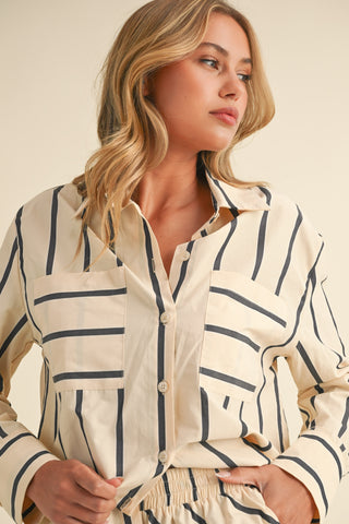 SOLENE STRIPE SHIRT SET WITH SHORTS