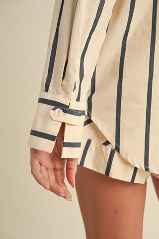 SOLENE STRIPE SHIRT SET WITH SHORTS