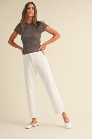 Gio metalic ribbed knitted top