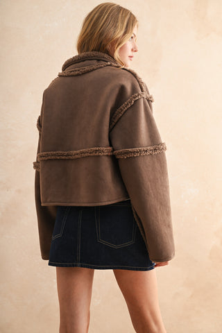 ESPRESSO SUEDE WITH SHERPA REVERSIBLE JACKET