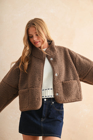 ESPRESSO SUEDE WITH SHERPA REVERSIBLE JACKET