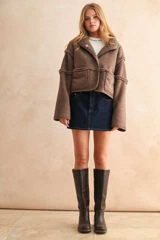 ESPRESSO SUEDE WITH SHERPA REVERSIBLE JACKET
