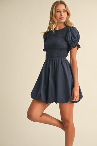 Sam Navy Ballon Mini Dress