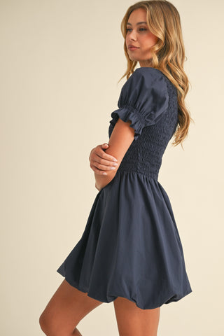 Sam Navy Ballon Mini Dress