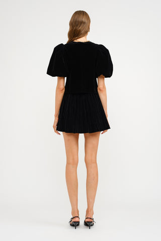 ELLE VELVET PLEATED MINI SKIRT