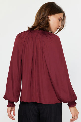 HARPER LONG SLEEVE BLOUSE - BURGUNDY