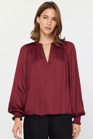HARPER LONG SLEEVE BLOUSE - BURGUNDY