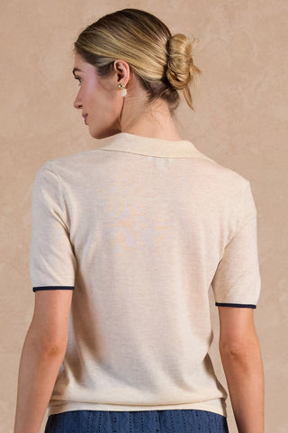 ZAYLA POLO SWEATER - NATURAL