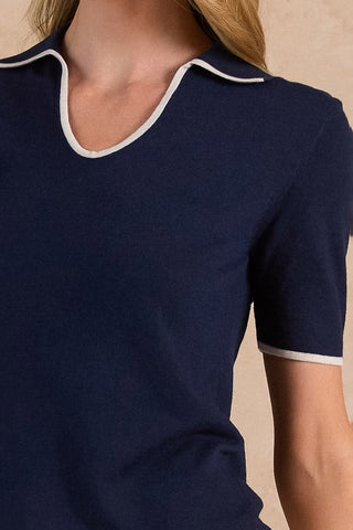 ZAYLA POLO SWEATER - NAVY