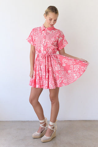 SARA MINI DRESS WITH BRAID TIE