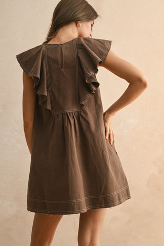 TRUE MINI DRESS - BROWN