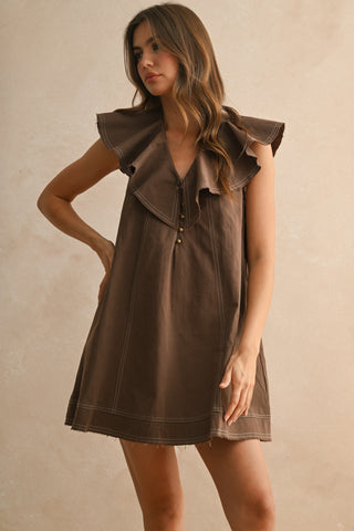TRUE MINI DRESS - BROWN