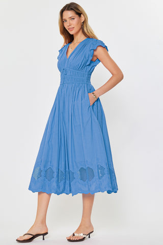 NOELLE MIDI DRESS - FADED BLUE