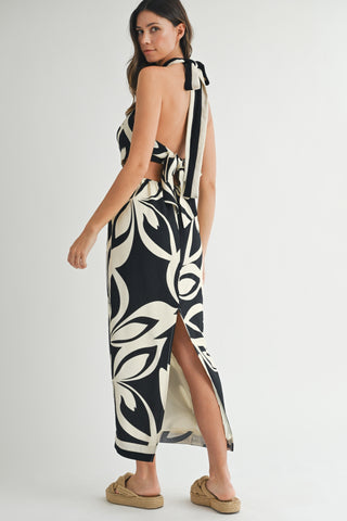 TROPICAL MIDID DRESS - BLACK