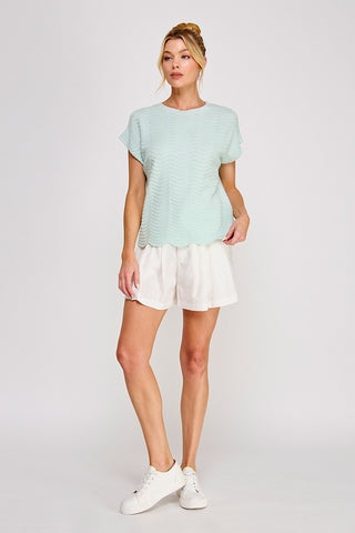 PIA KNIT TOP - LIGHT AQUA