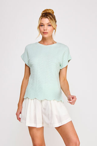 PIA KNIT TOP - LIGHT AQUA