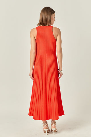 PLEATED MIDI DRESS - ORANGE