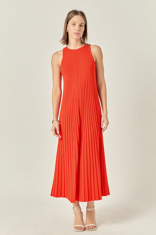 PLEATED MIDI DRESS - ORANGE