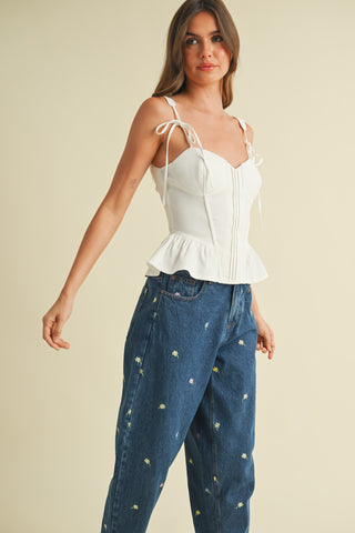 PEPLUM TOP - WHITE