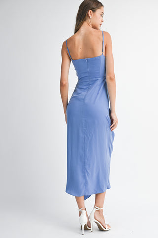 KOE FRONT RUFFLE MIDID DRESS
