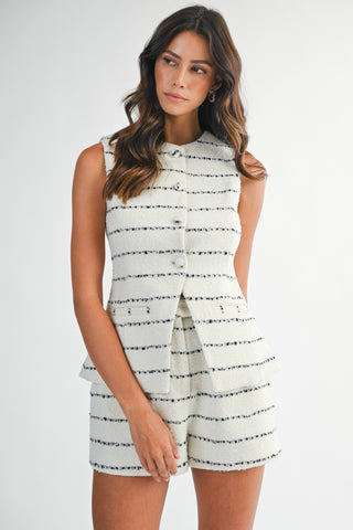 CAMI STRIPE TWEED VEST AND SHORT