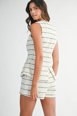 CAMI STRIPE TWEED VEST AND SHORT