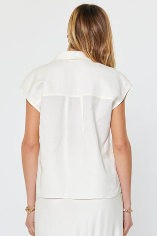 ALENNA CAP-SLEEVE BUTTON DOWN BLOUSE