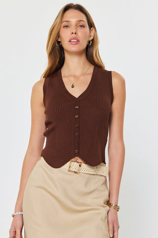 EVANS SWEATER VEST - BROWN