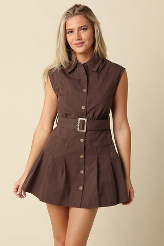 JULIETTE  MINI DRESS - BROWN