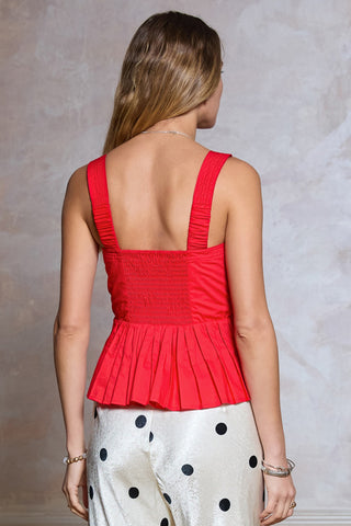 ARLO PEPLUM TOP -RED