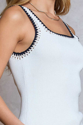 ELARA TANK TOP W/HAND CROCHET DETAIL-WHITE