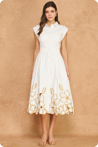 ALBA SHIRT DRESS - WHITE/SAND