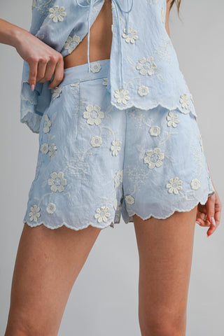 CASSANDRA TOP AND SHORT SET - LT BLUE