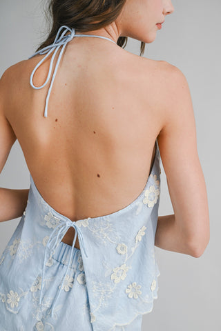 CASSANDRA TOP AND SHORT SET - LT BLUE