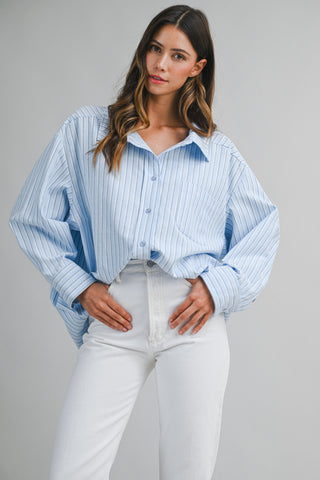 STRIPE OVERSIZED SHIRT - BLUE