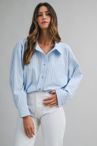 STRIPE OVERSIZED SHIRT - BLUE