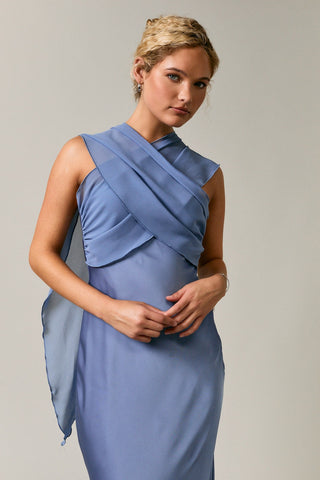 EDEN MIDI DRESS - DUSTY BLUE