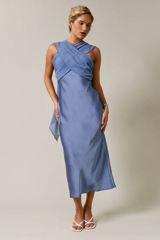EDEN MIDI DRESS - DUSTY BLUE