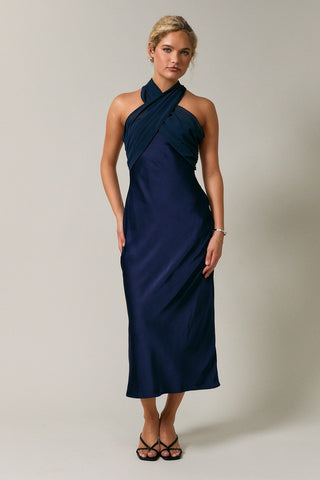 EDEN MIDI DRESS - NAVY