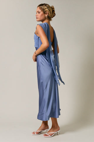 EDEN MIDI DRESS - DUSTY BLUE